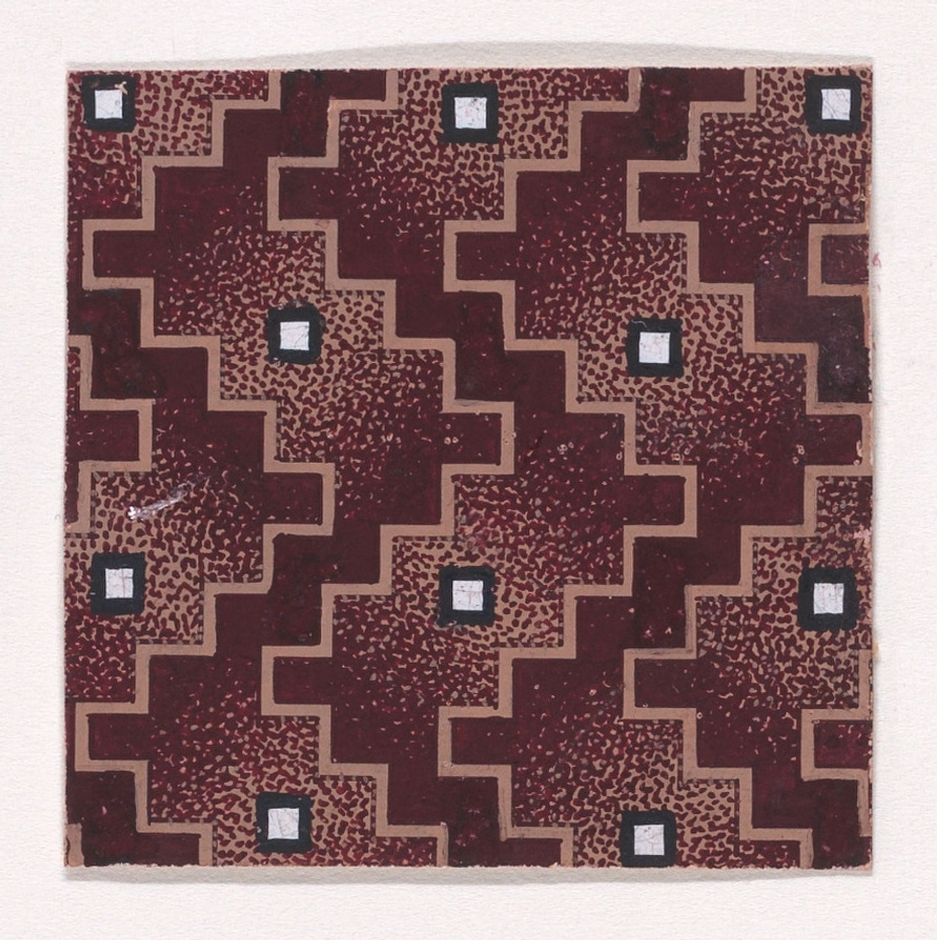 Textile Design with Alternating Vertical Rows of Pearls Framed by Undulating Vertical Zig-Zagging Lines by Anonymous