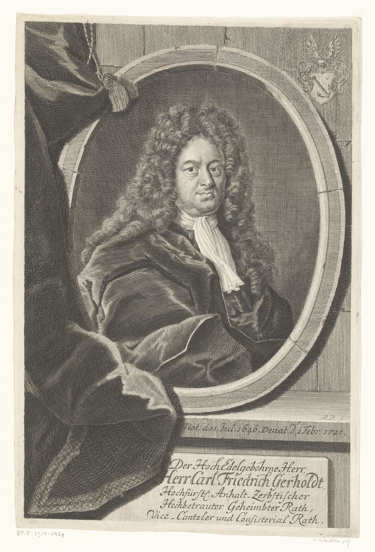 Portret van Carl Friedrich Gerhold by Martin Bernigeroth
