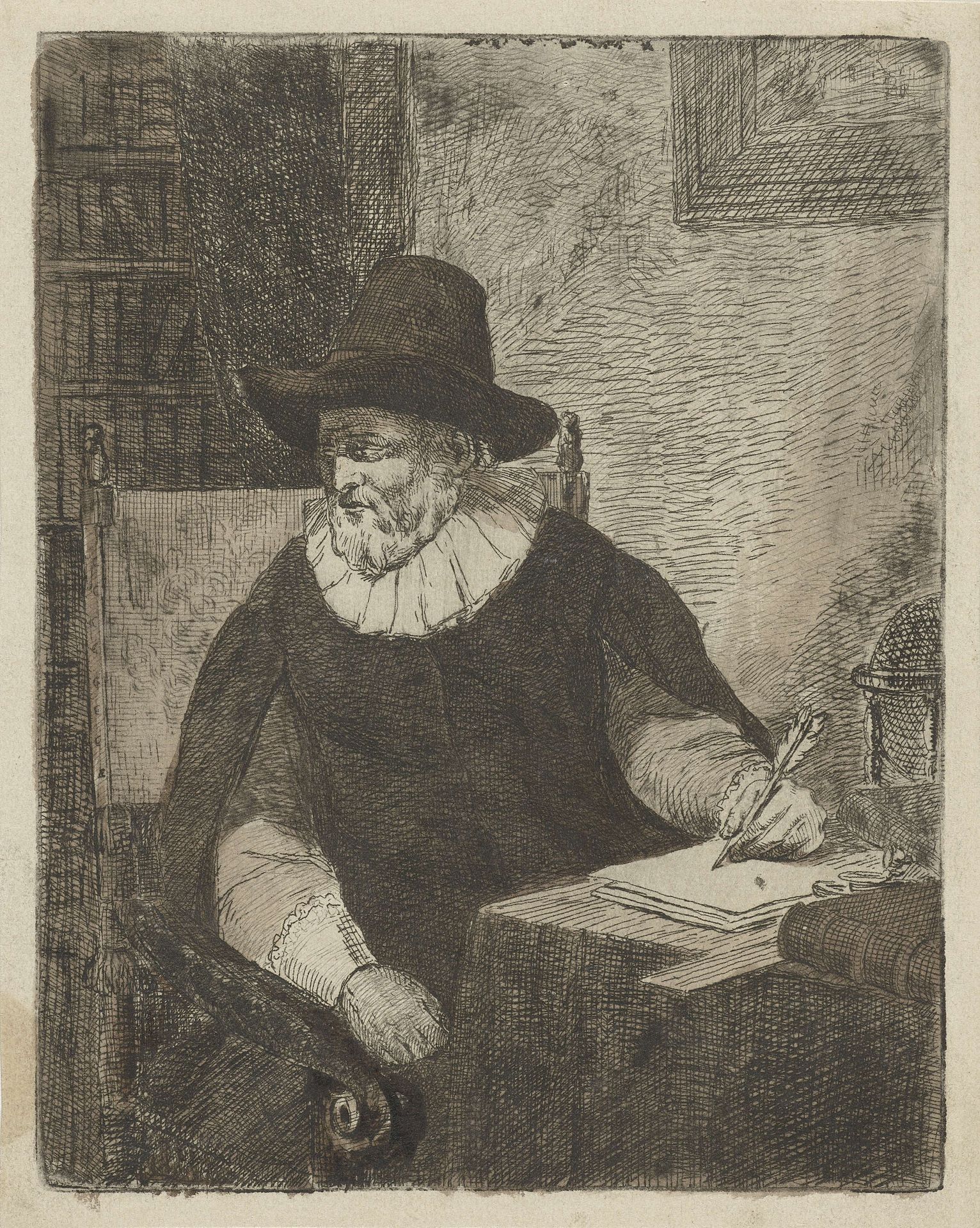 Man in een studeerkamer by David van der (1804-1879) Kellen