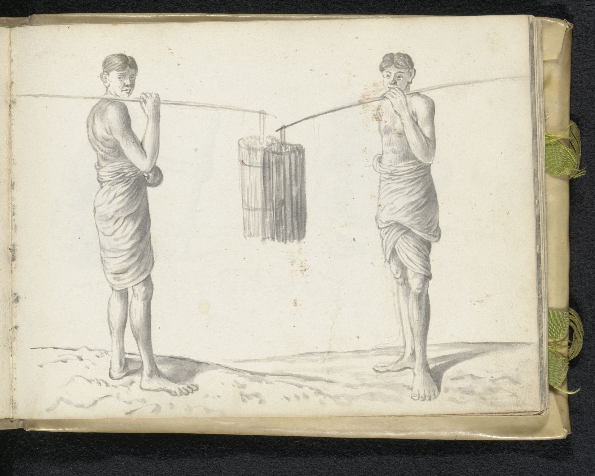 Two carriers of cinnamon bundles by Esaias Boursse