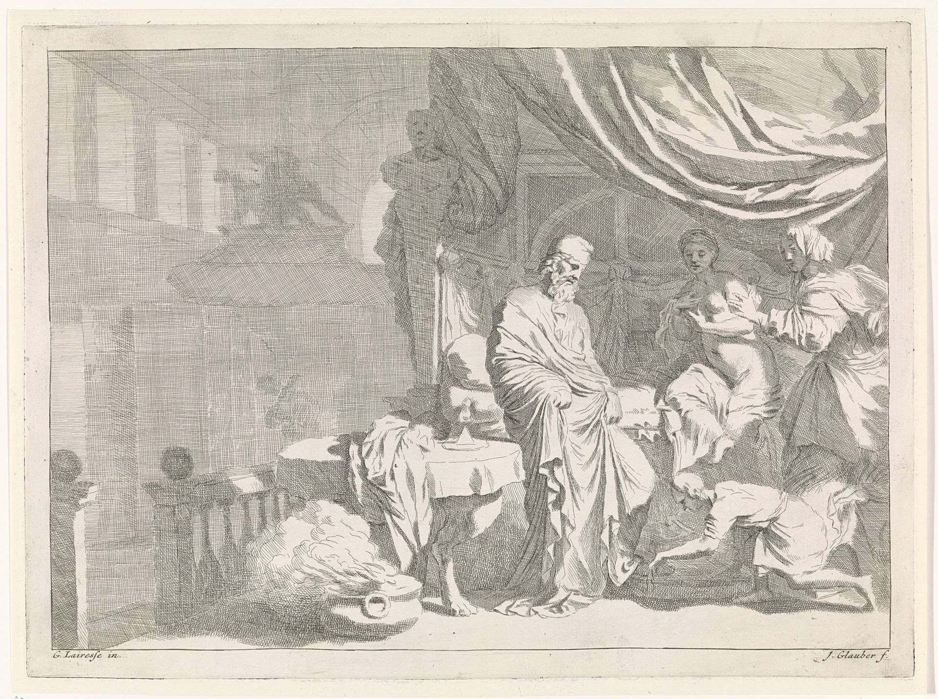 Voetwassing van een man by Johannes Glauber