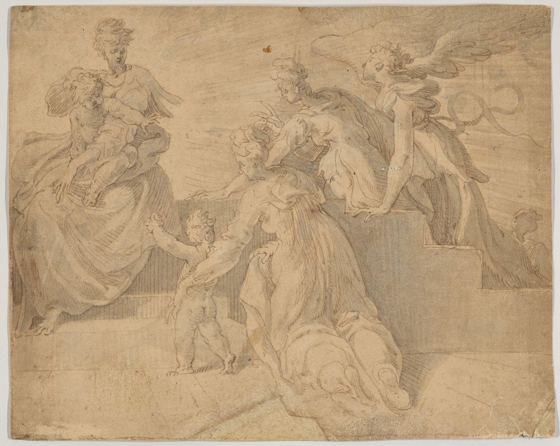 Madonna and Child with the Infant Saint John the Baptist, Three Women, and an Angel by Adriaan de Weerdt