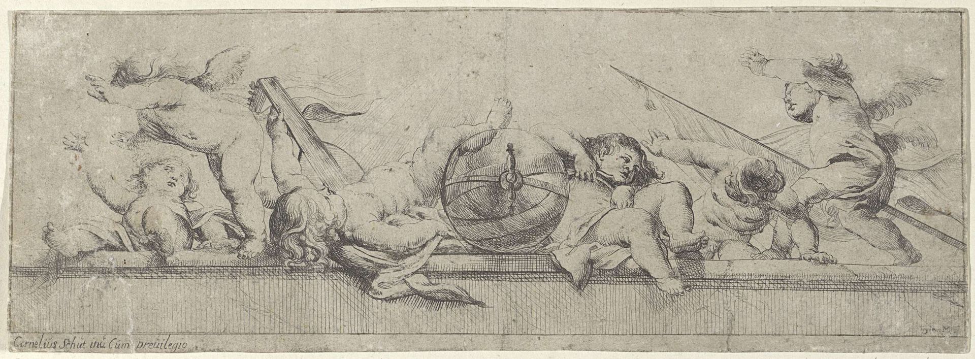 Fries met zes putti by Cornelis Schut