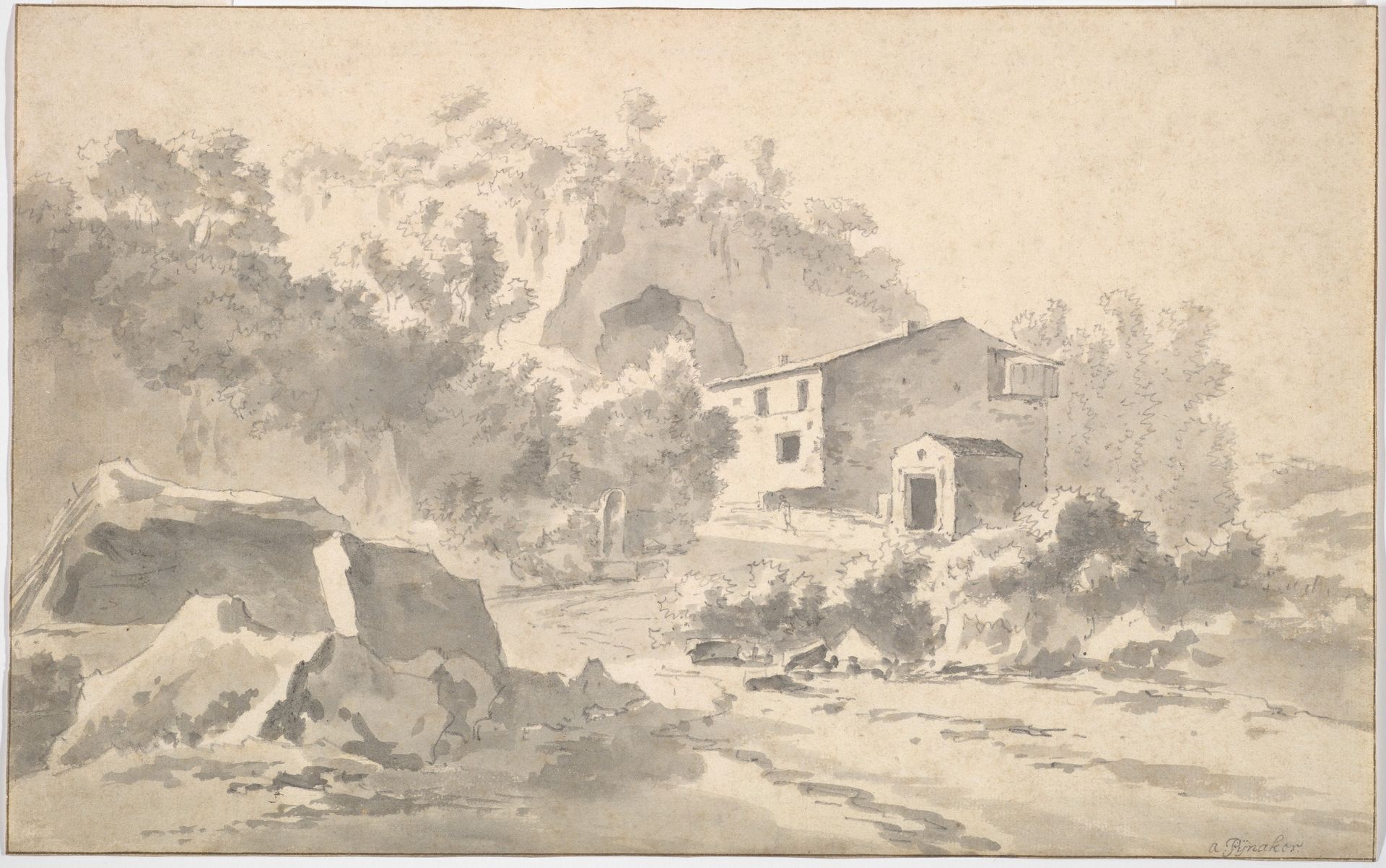 A House on a Hillside in a Southern Landscape by Adam Pynacker