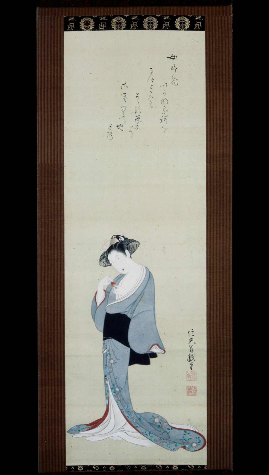 Standing Prostitute Holding Chinese Lantern Fruit by Tsukioka Settei