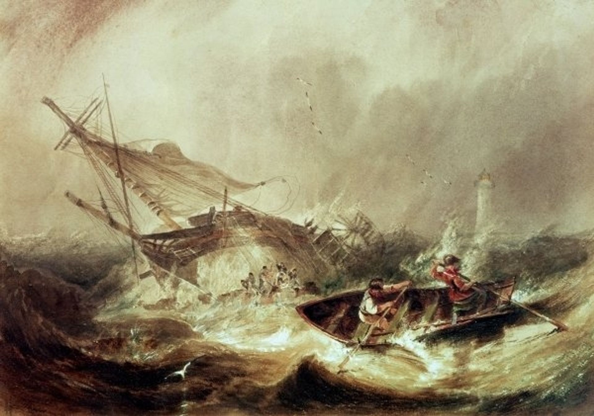 Rowing to rescue shipwrecked sailors off the Northumberland Coast by John Wilson Carmichael