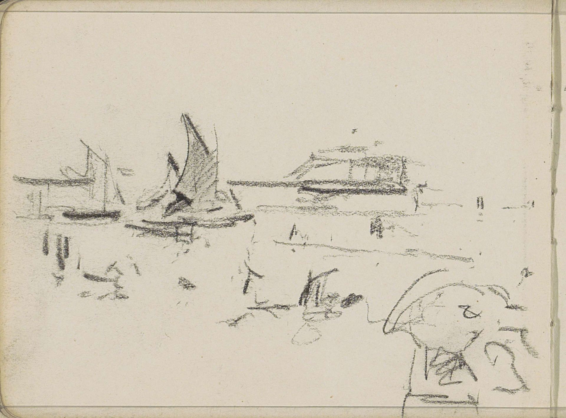 Strandgezicht, mogelijk met het wandelhoofd Koningin Wilhelmina te Scheveningen by Johan Antonie de Jonge