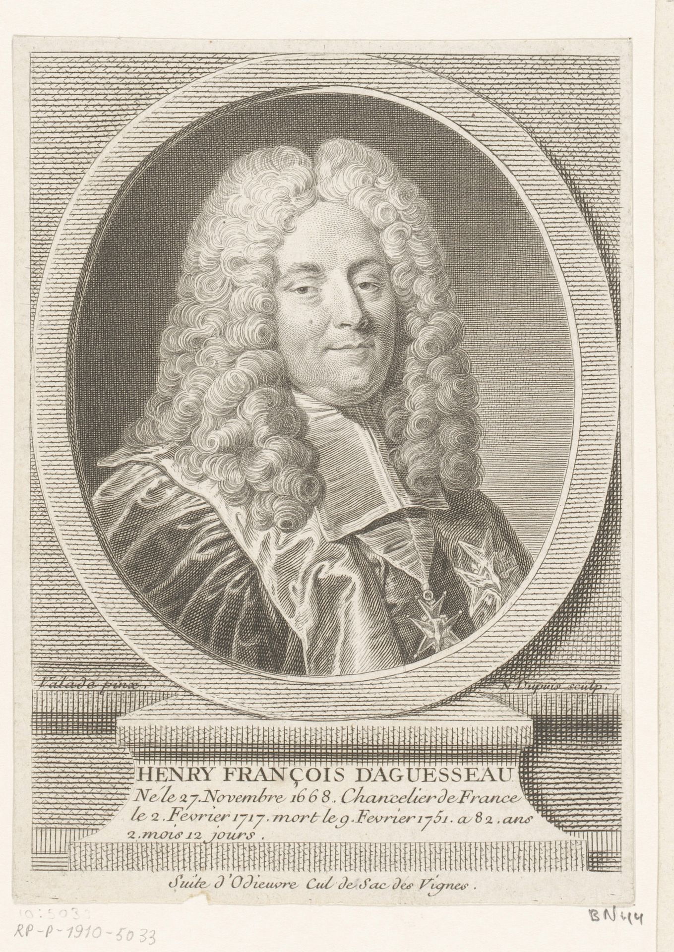 Portret van Henri François d'Aguesseau by Nicolas Gabriel Dupuis