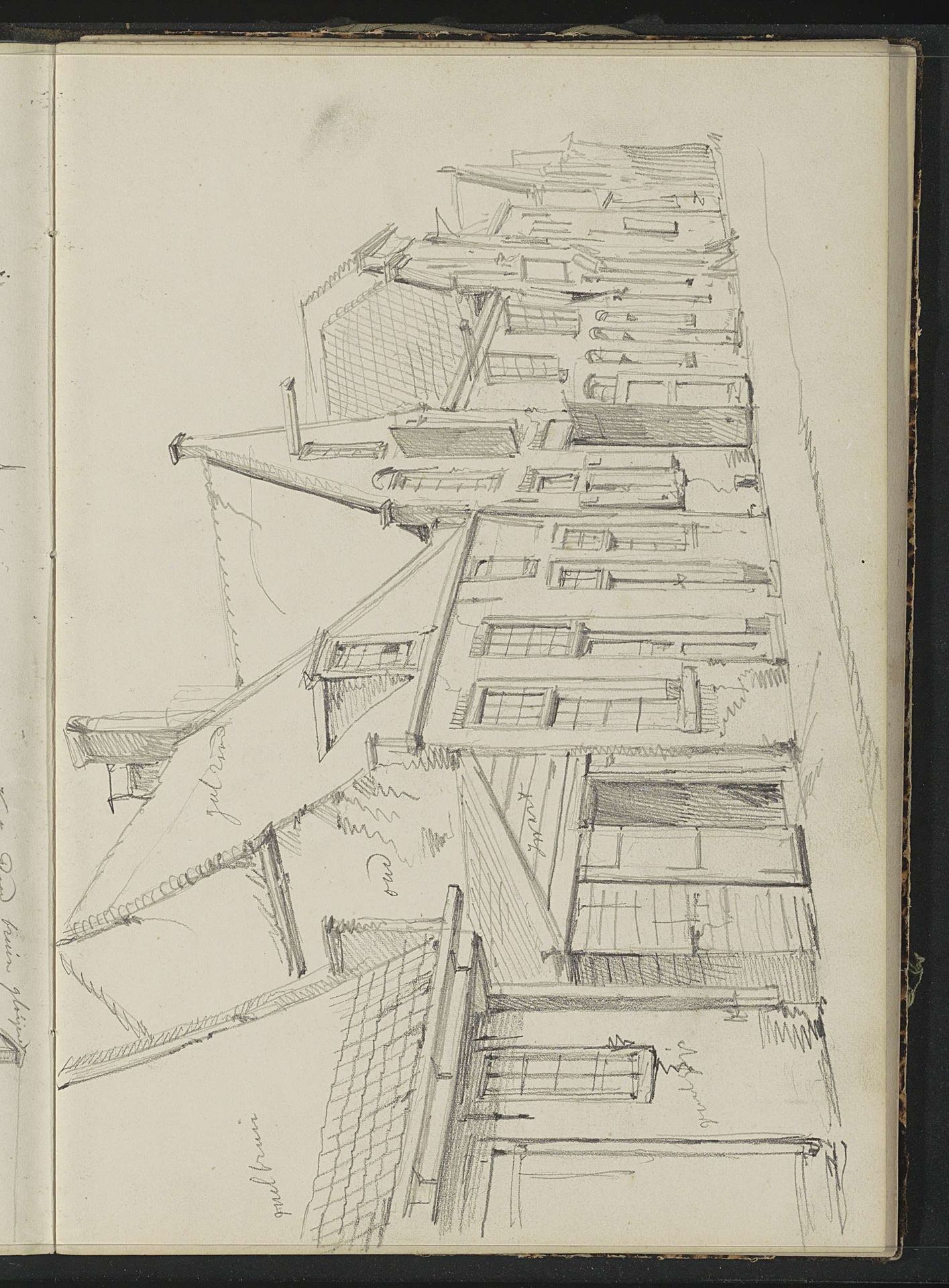 Straat met rijtjeshuizen by Willem Koekkoek