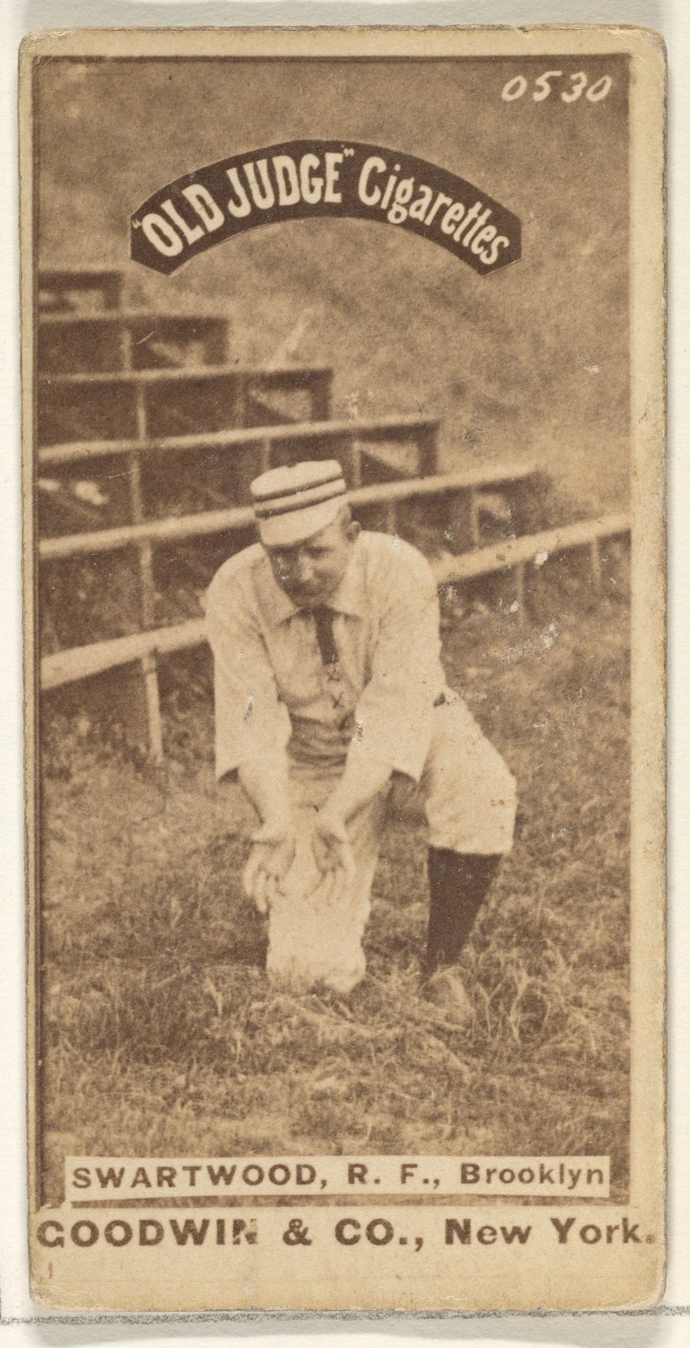 Swartwood, Right Field, Brooklyn, from the Old Judge series (N172) for Old Judge Cigarettes by Goodwin & Company