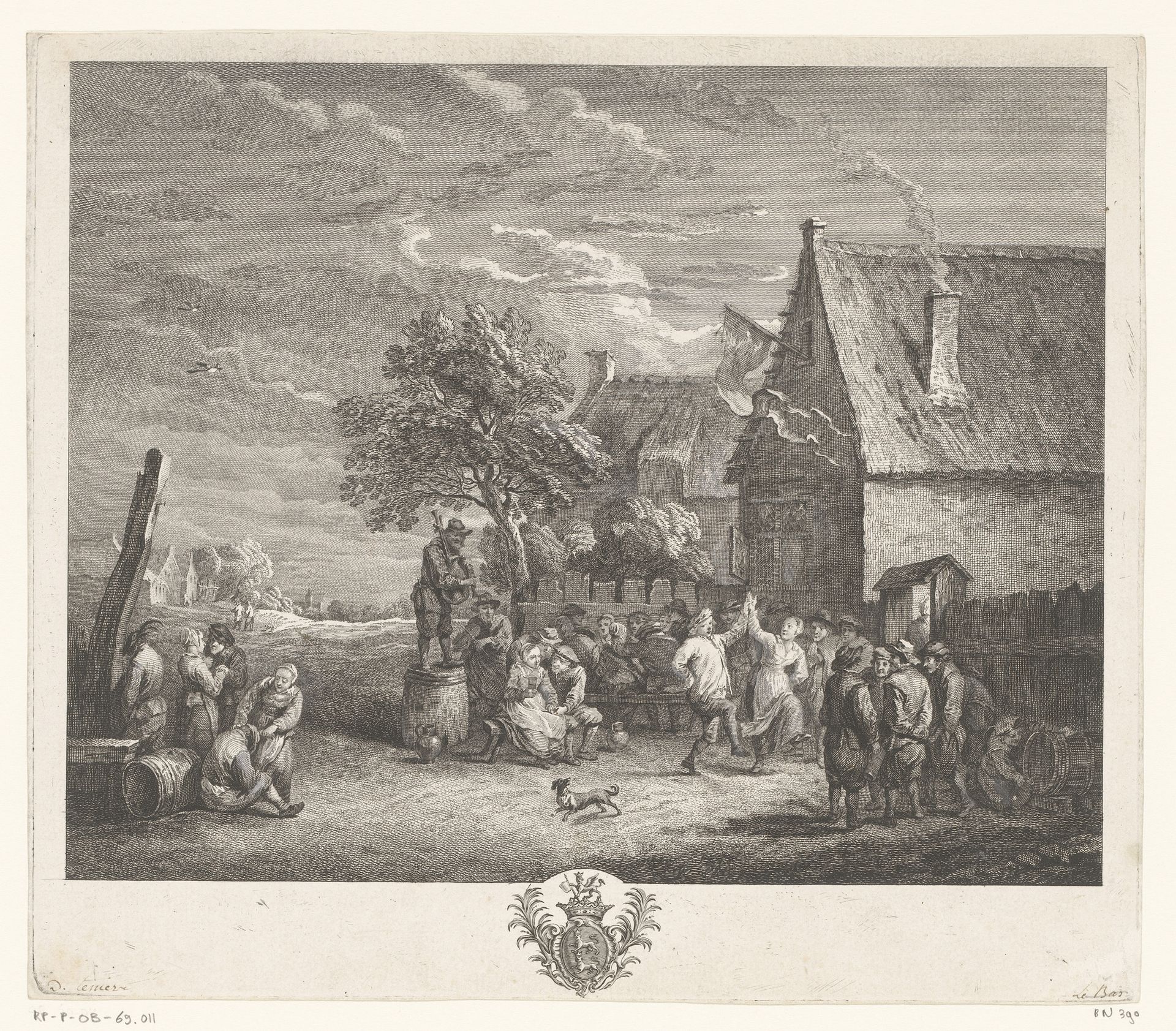 Boerenfeest voor een herberg by Jacques Philippe Le Bas