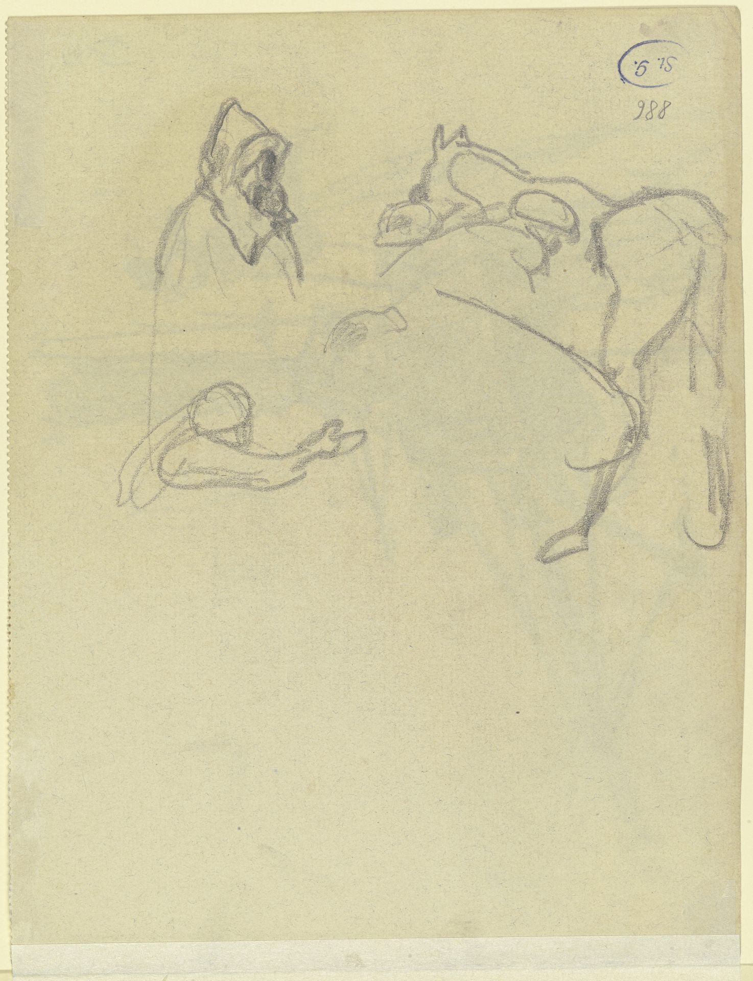 Studienblatt_ Drei Figuren, ein Pferd by Rudolf Gudden