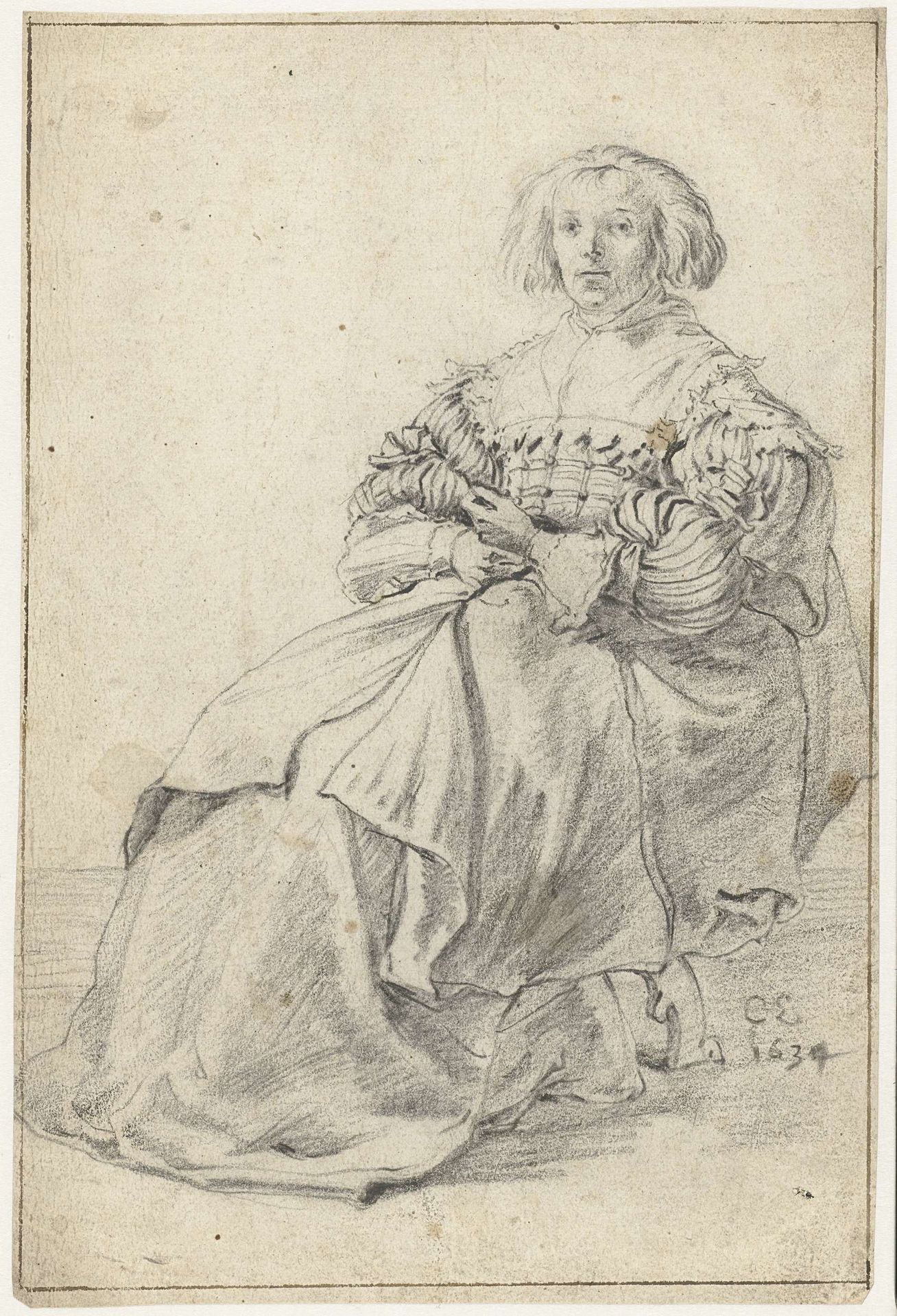 Zittende vrouw by Cornelis Saftleven