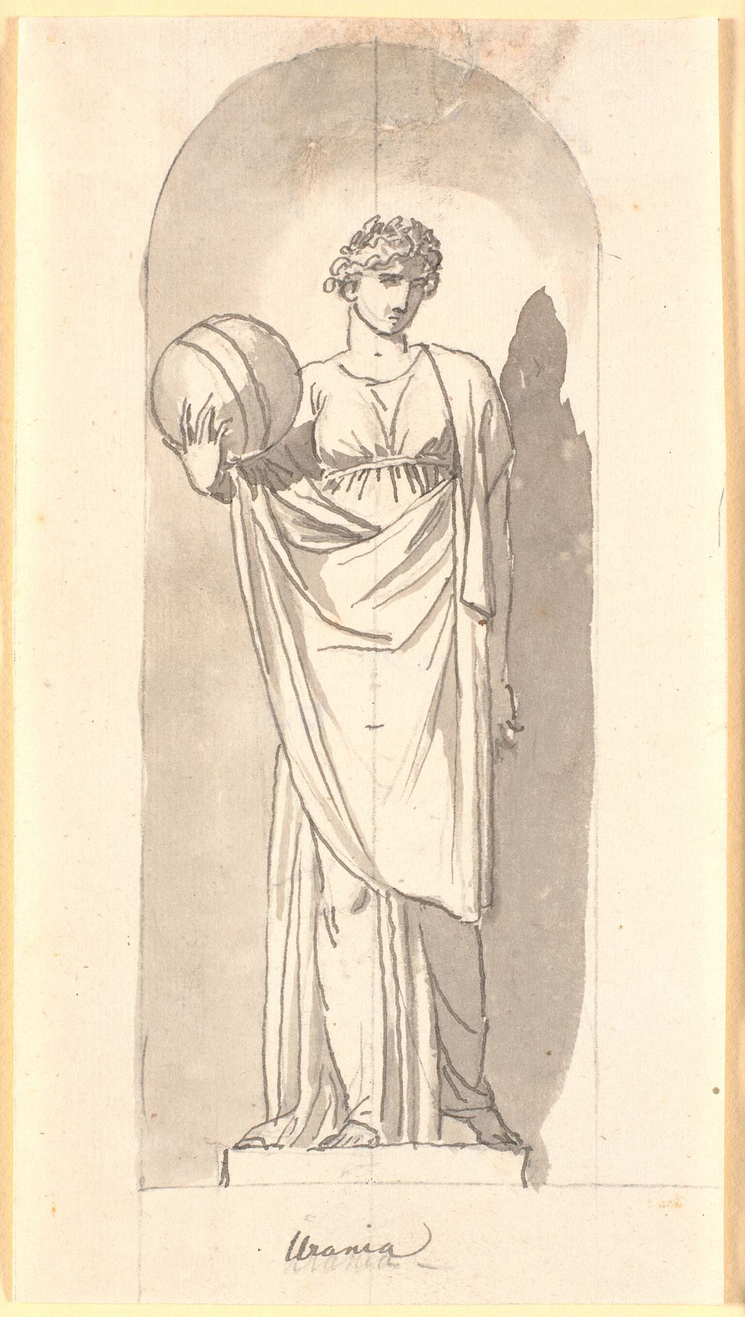 Urania som statue i en niche by Nicolai Abildgaard
