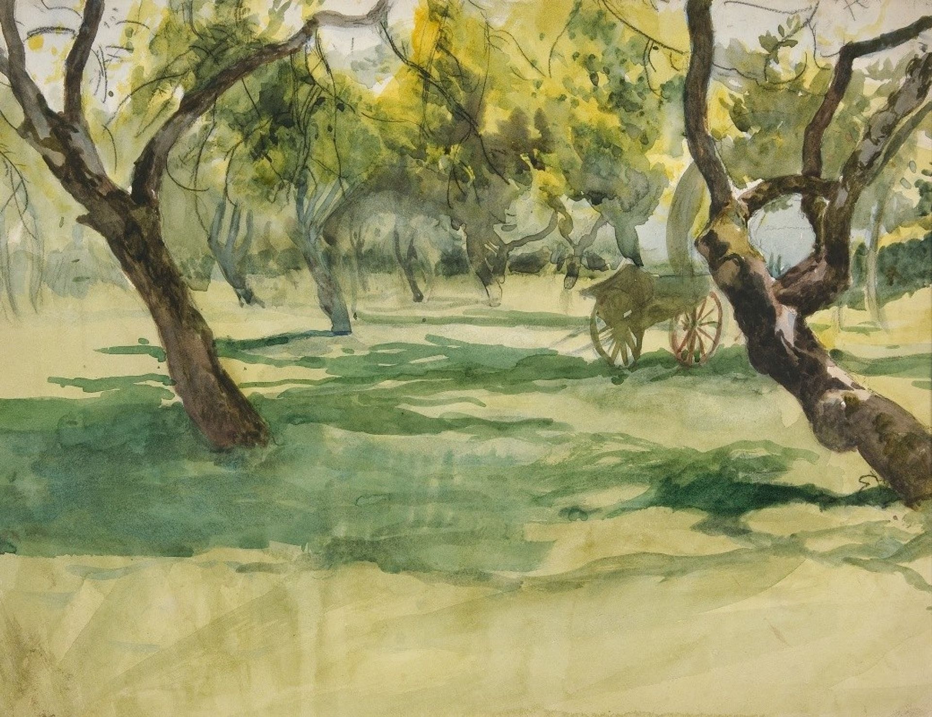 Orchard with Farm Cart by Edwin Austin Abbey