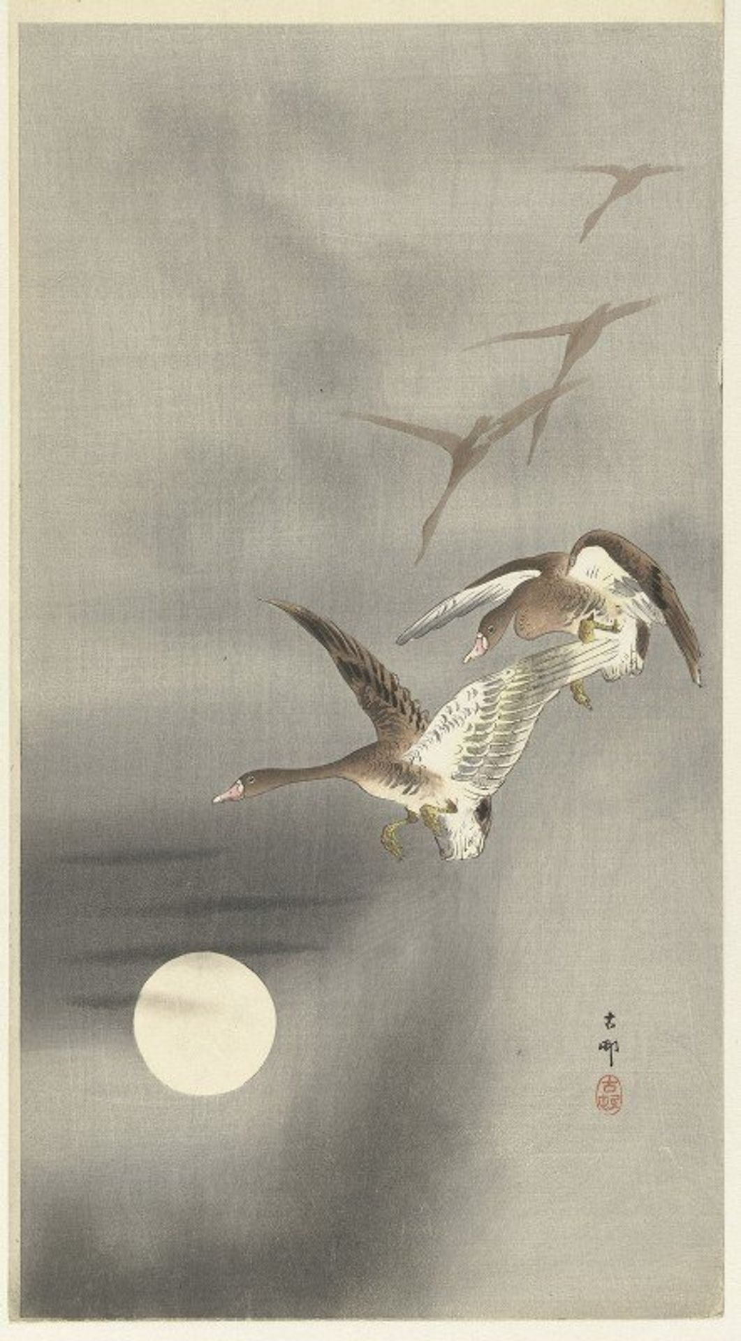 Geese in flight by Ohara Koson