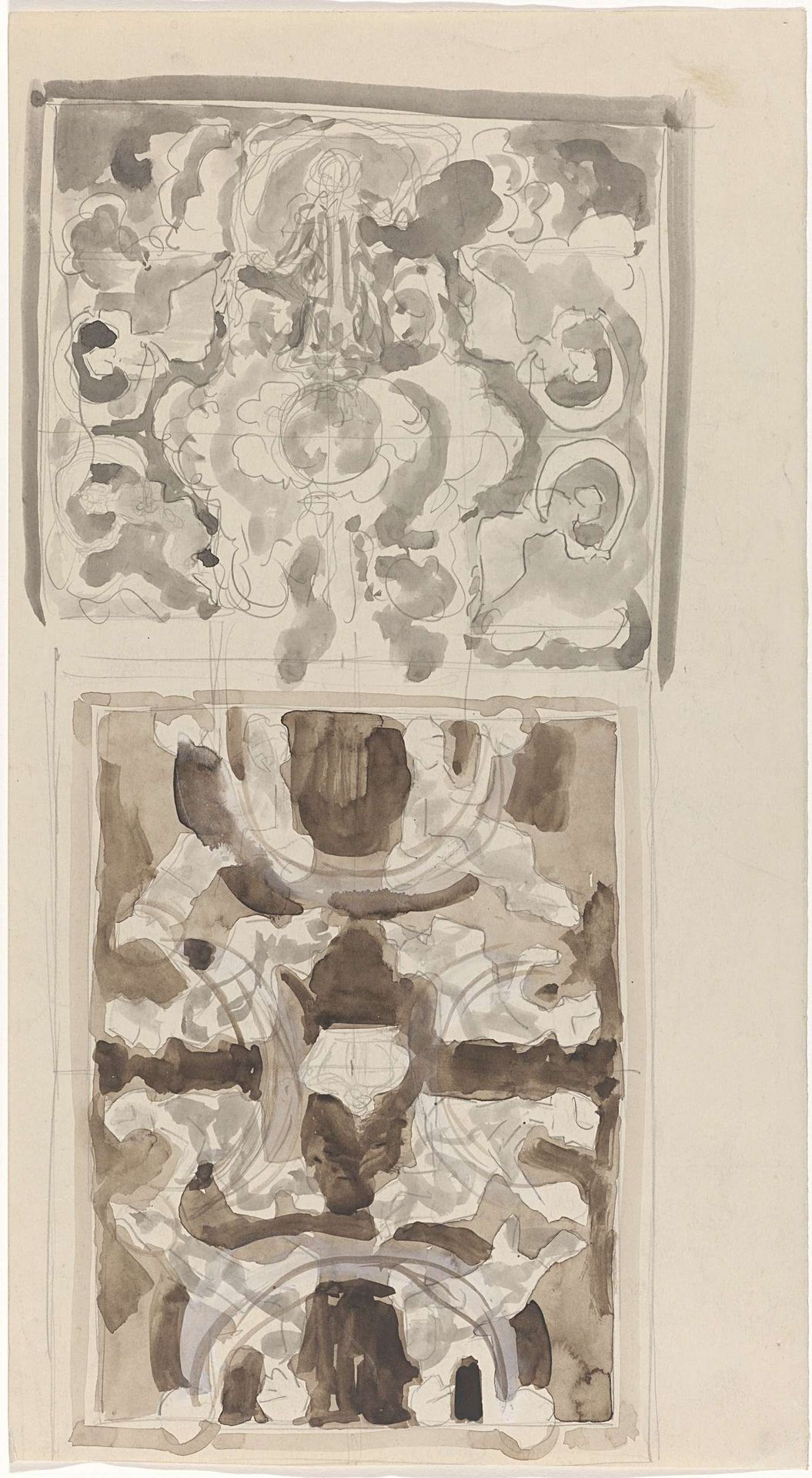 Decoratieve ontwerpen met zittende figuren by Carel Adolph Lion Cachet