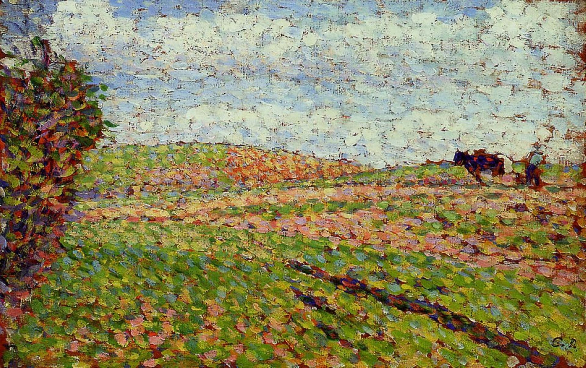 Working at Eragny by Camille Pissarro