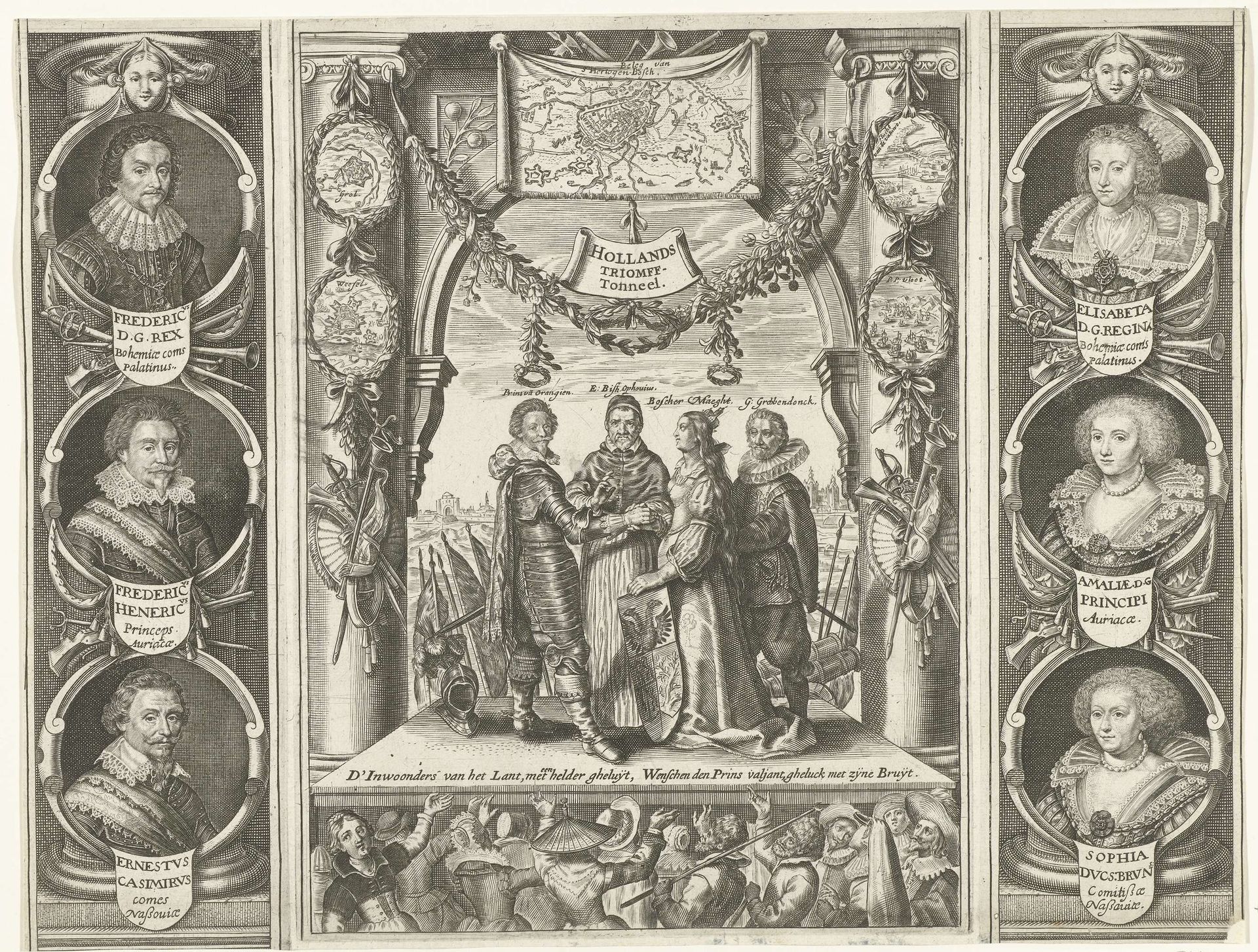 Allegorie op de verovering van 's-Hertogenbosch door Frederik Hendrik, 1629 by Crispijn van de (II) Passe
