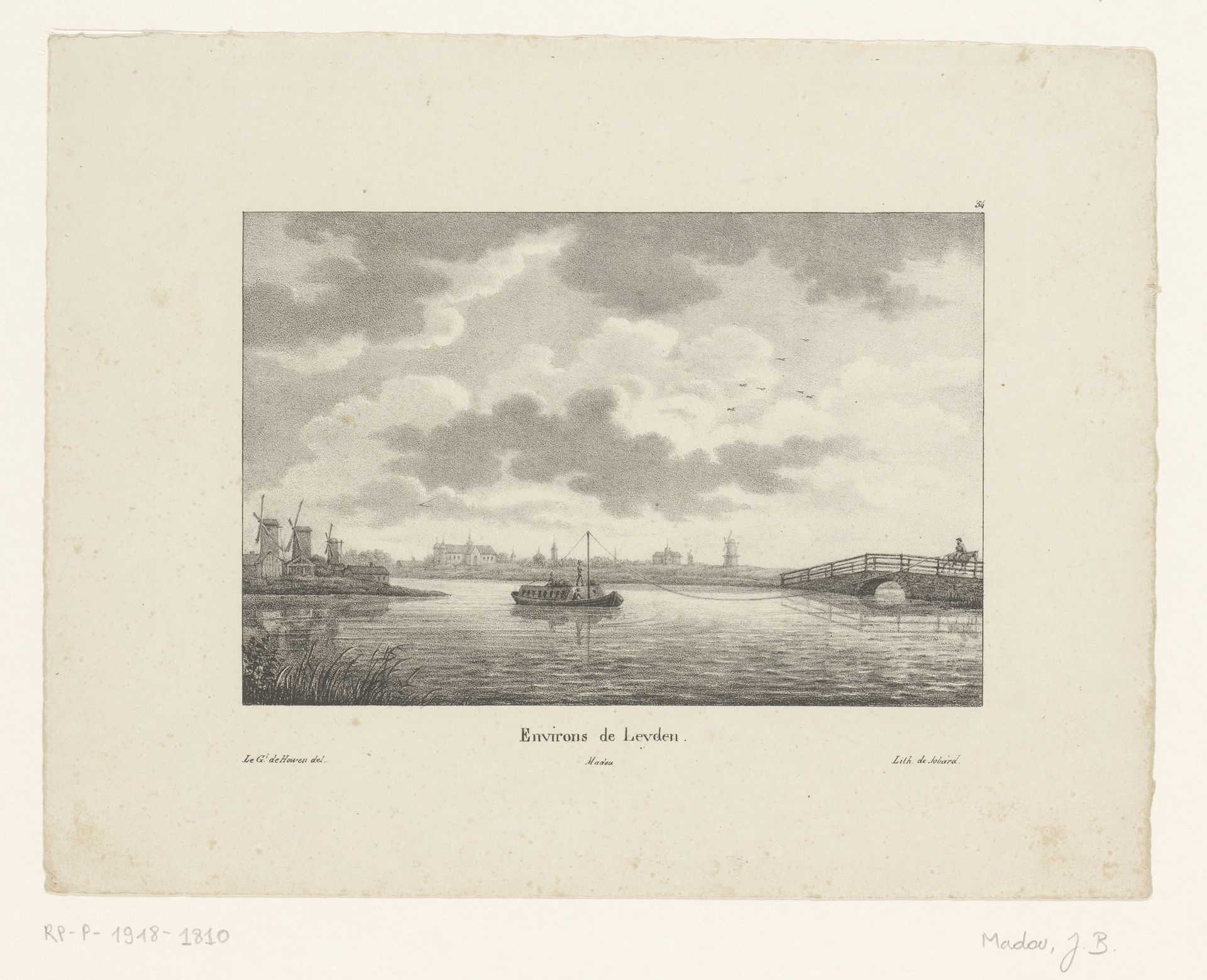 Gezicht op Leiden van over het water gezien by Jean-Baptiste Madou