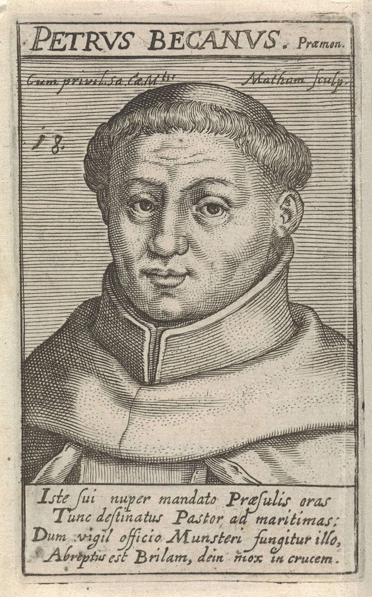 Portret van H. Adrianus Becanus by Jacob Matham
