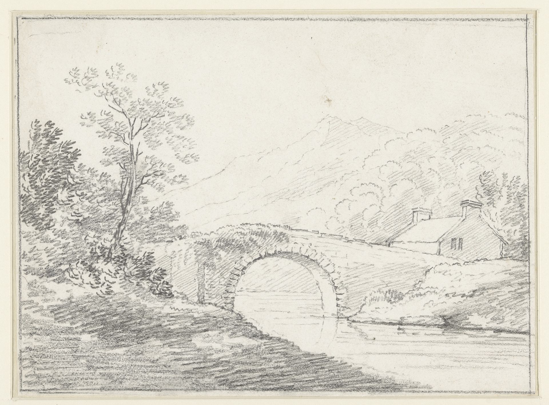 Landschap met stenen brug by Frederik Hendrik Weissenbruch