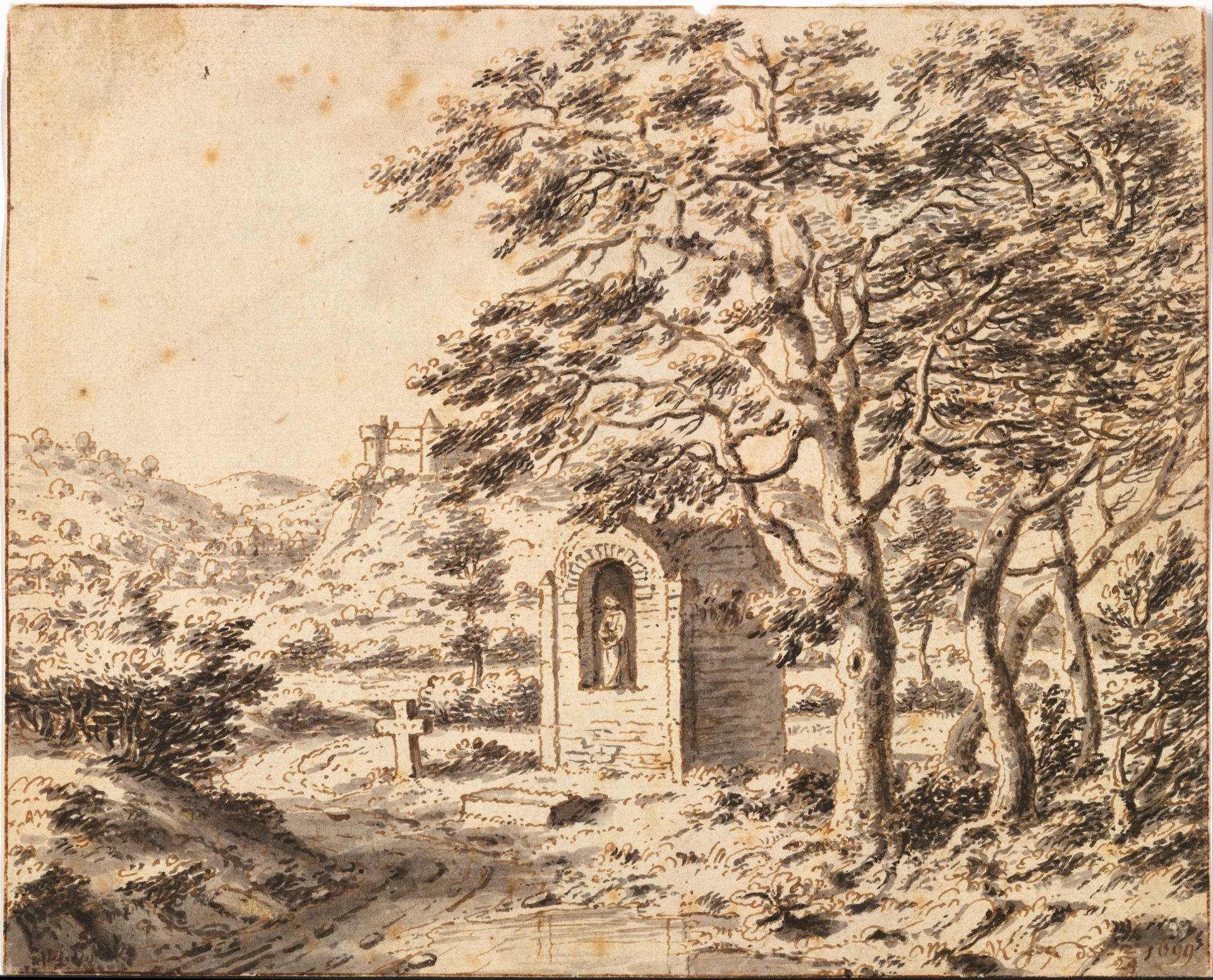 A Roadside Shrine and Cross by Valentijn Klotz