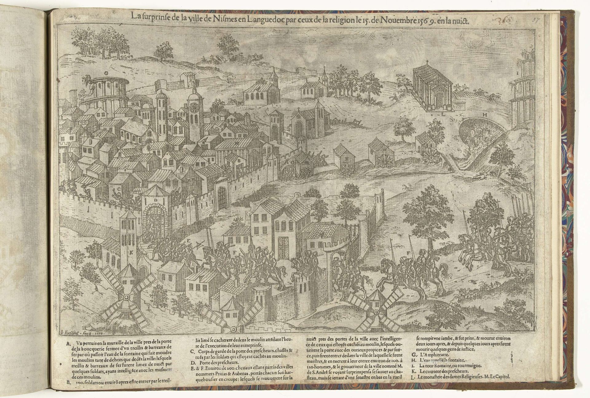 Nîmes door de hugenoten verrast, 1569 by Jacques Tortorel