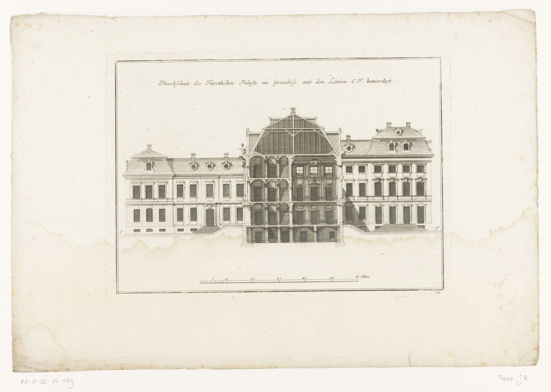 Dwarsdoorsnede van een vorstelijk paleis by Anonymous