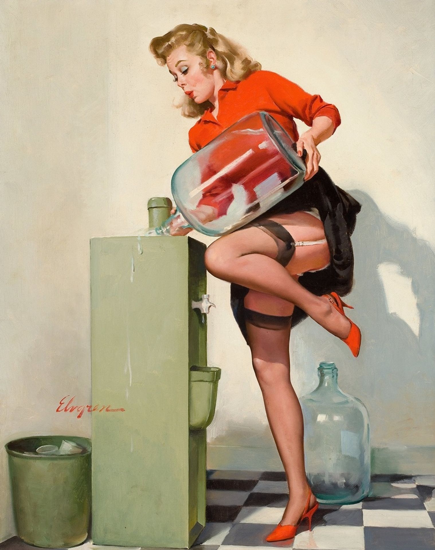 A Refreshing Lift by Gil Elvgren