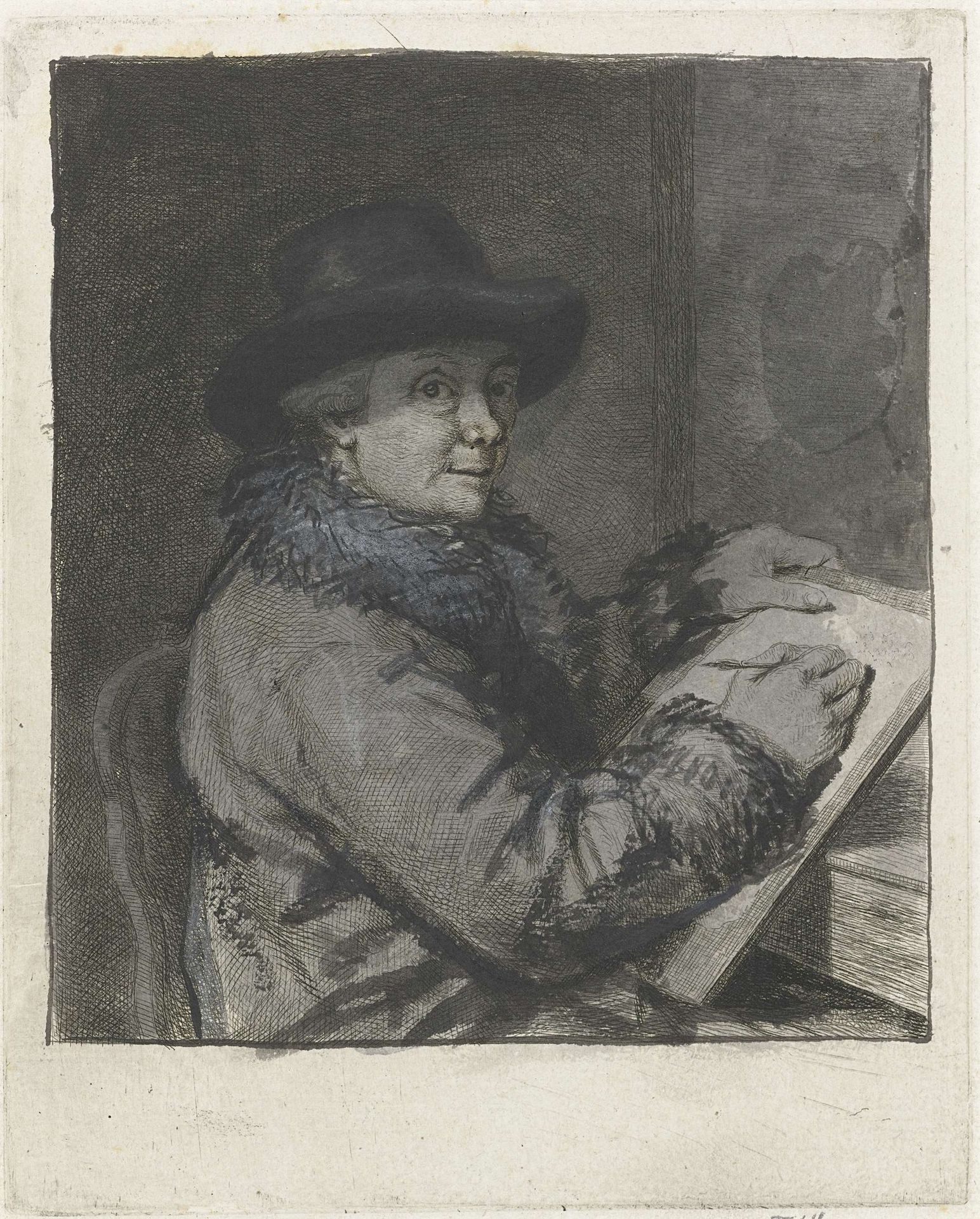 Portret van de kunstenaar Johannes Janson, tekenend by Louis Bernard Coclers
