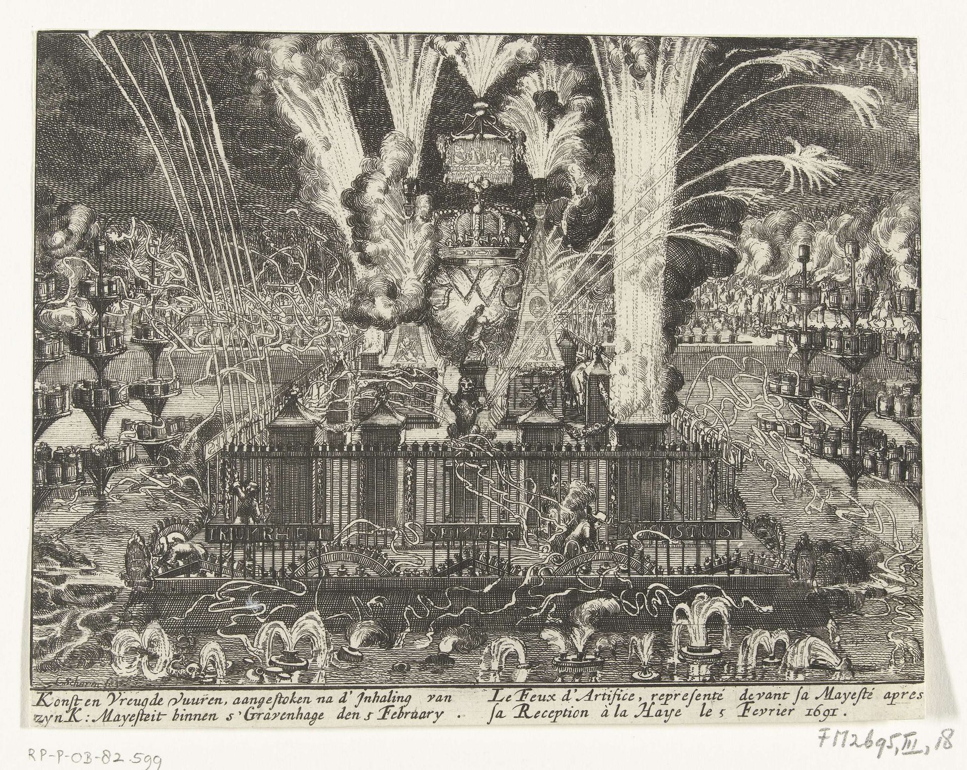 Vuurwerk te Den Haag, 1691 by Laurens Scherm