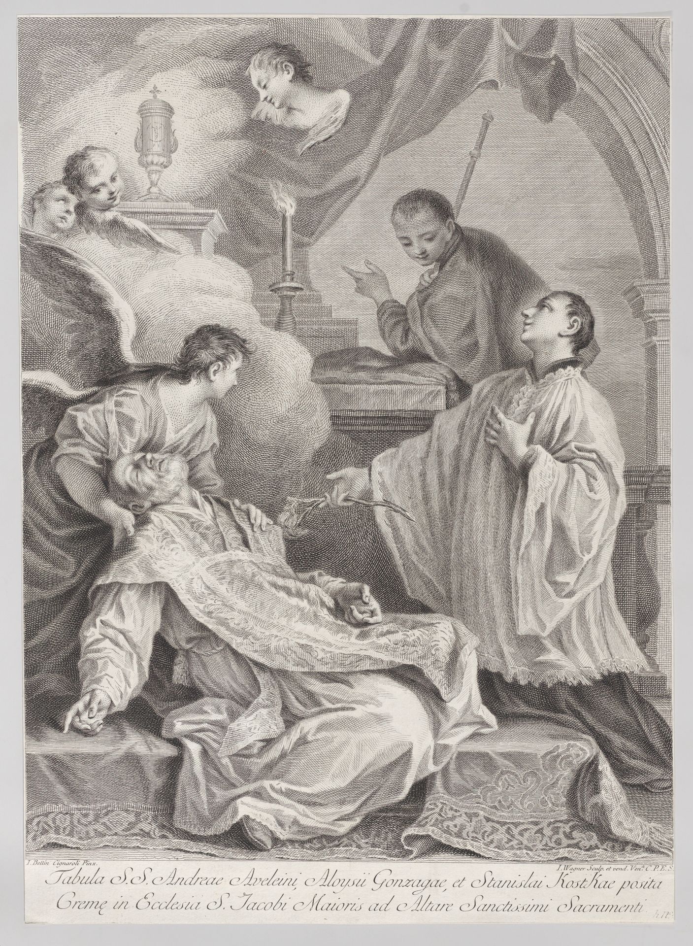 The Death of Saint Andrea Avellino in the presence of Saint Aloysius Gonzaga and Saint Stanislaus Kostka by Joseph Wagner