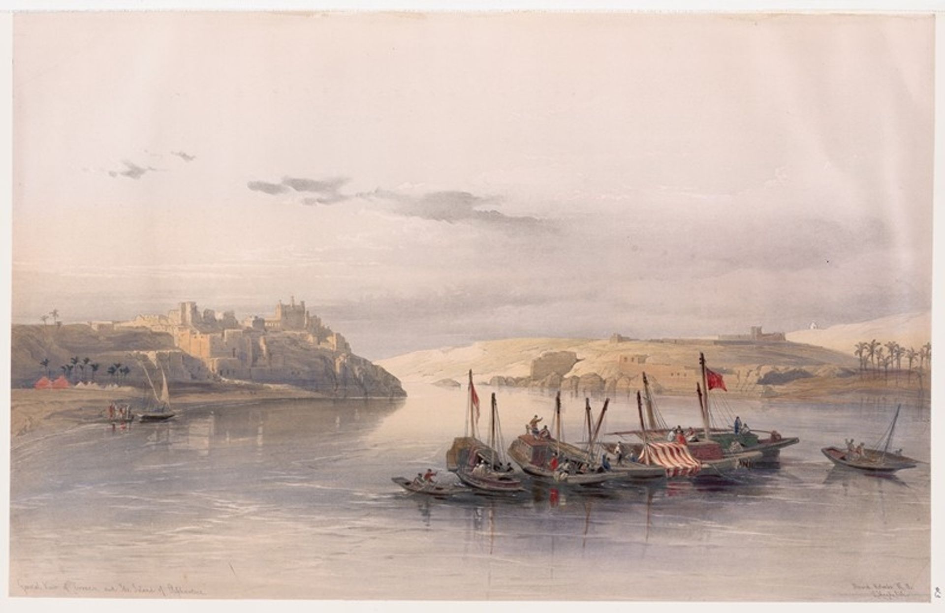 General view of Esouan [sic] and the Island of Elephantine. by David Roberts