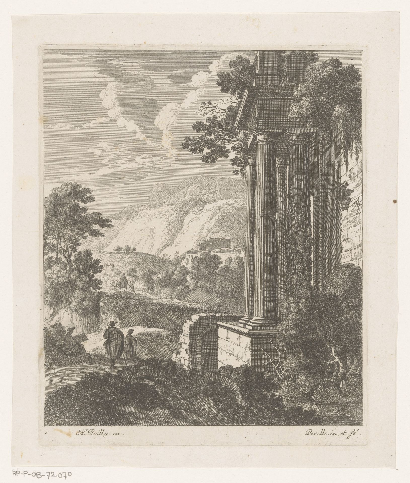 Landschap met ruïne van antieke tempel by Nicolas Perelle
