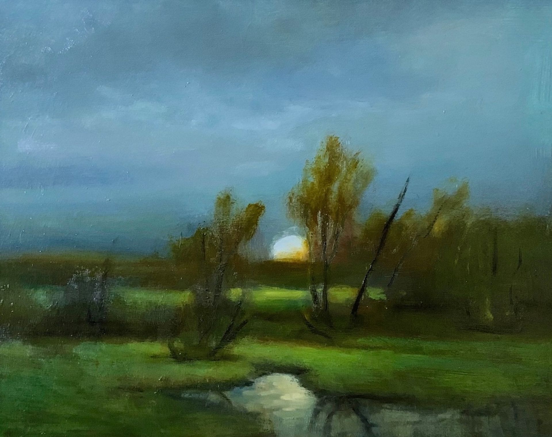 Blue Moon In Green by Rose Freymuth-Frazier