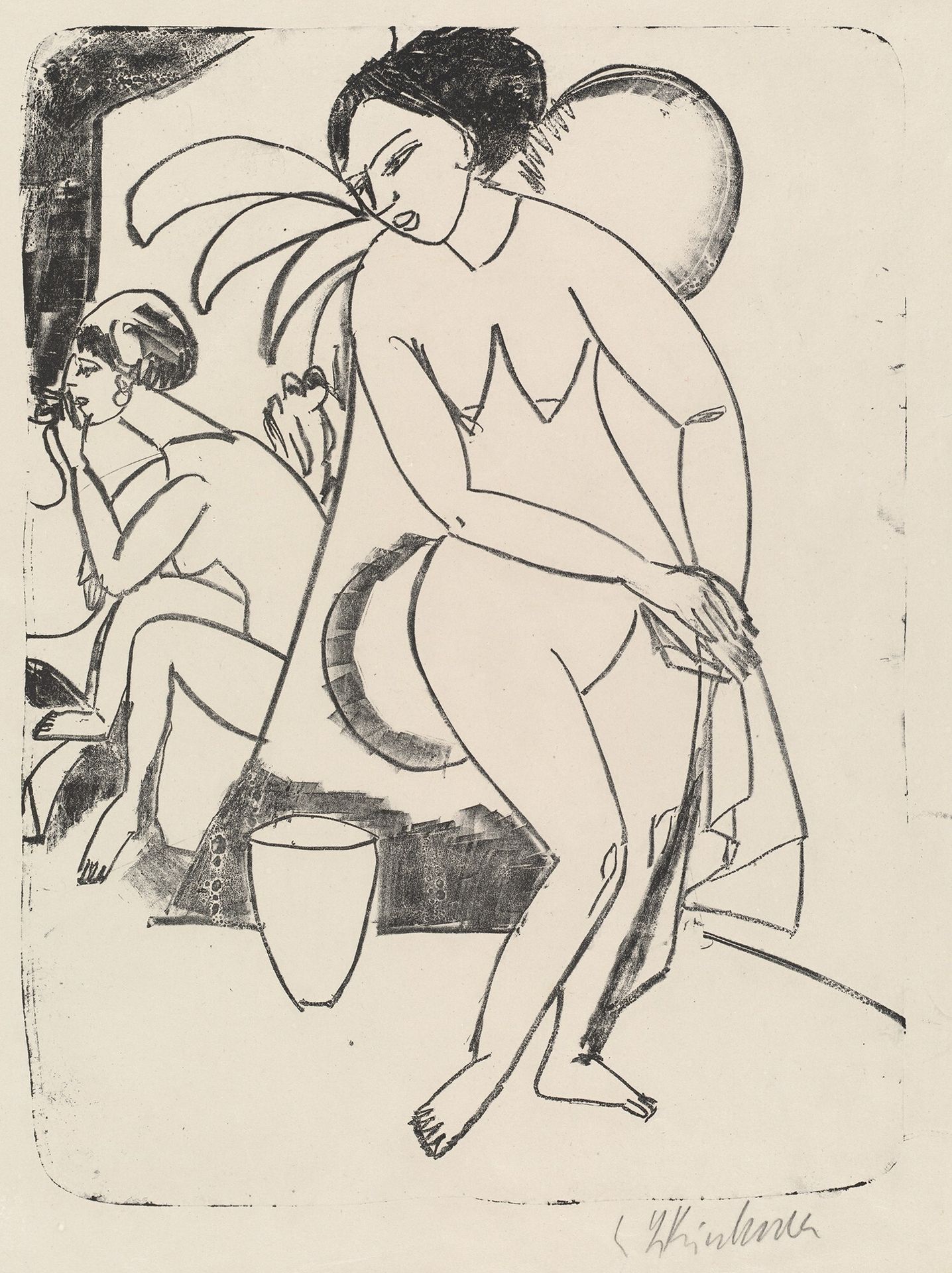 Naked Girls in the Studio (Nackte Madchen im Atelier) by Ernst Ludwig Kirchner