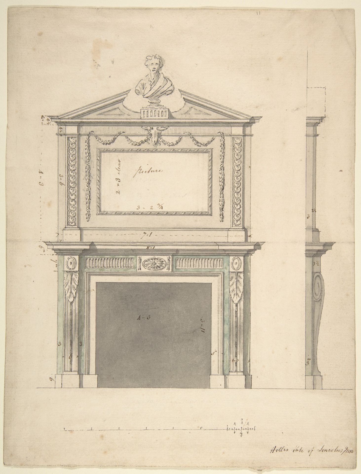 Design for a Chimney-piece, for Thomas Hollis of Lincoln's Inn, London by Sir William Chambers