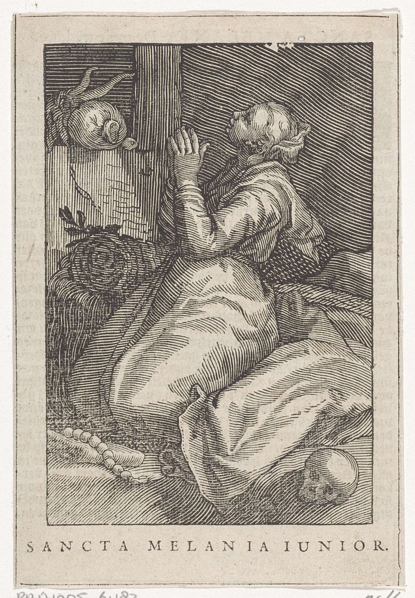 Heilige Melania de Jongere als kluizenares by Christoffel van (II) Sichem