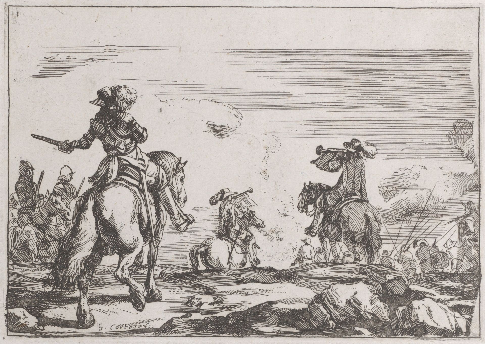 Plate 1: the departure of the armies by Jacques Courtois