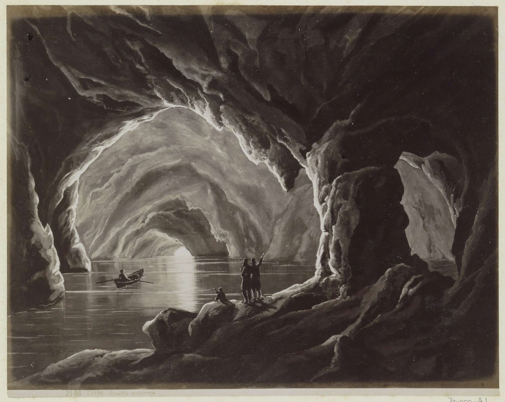 Fotoreproductie van (vermoedelijk) een tekening van de Blauwe Grot op Capri by Giorgio Sommer