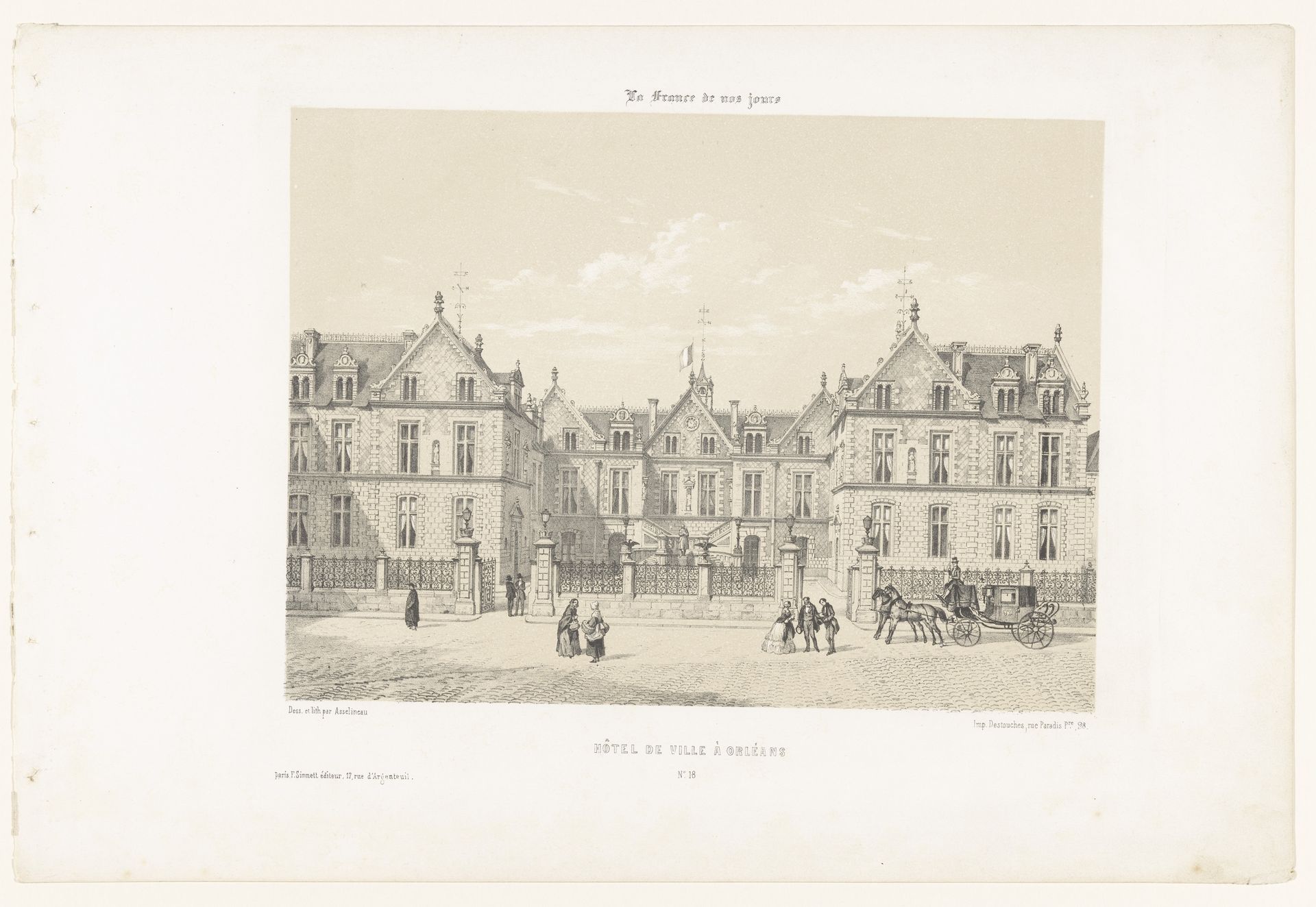 Zicht op het stadhuis van Orléans by Léon Auguste Asselineau