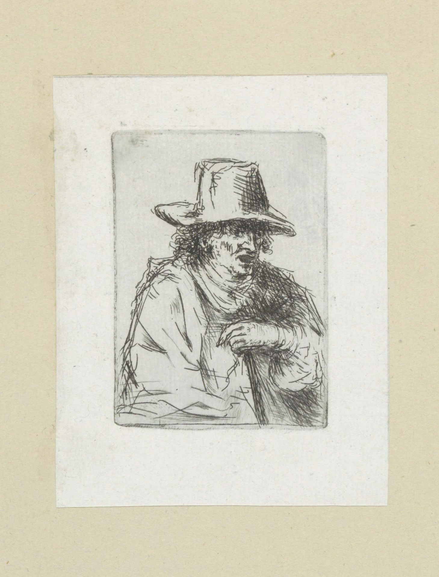 Man met hoge hoed en stok by Jan Chalon