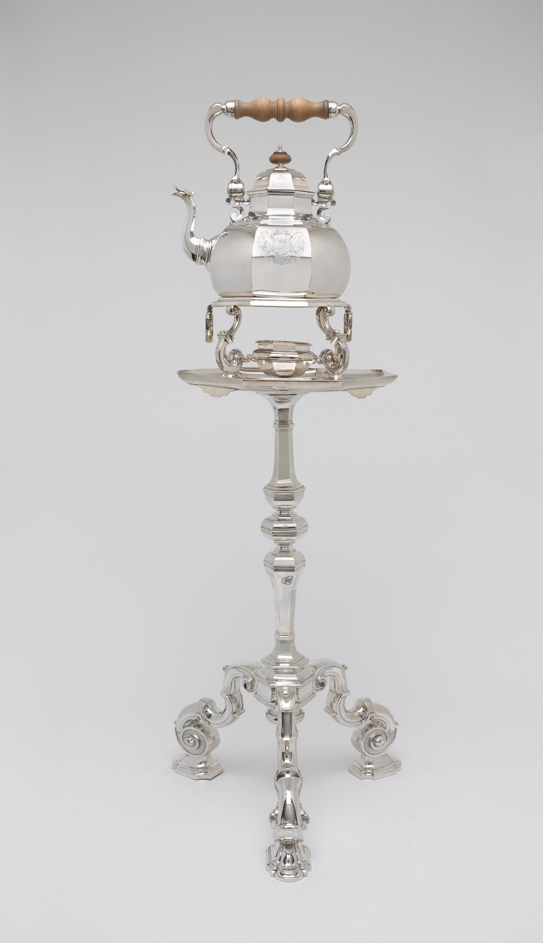 Teakettle, lamp, and table by Simon Pantin I