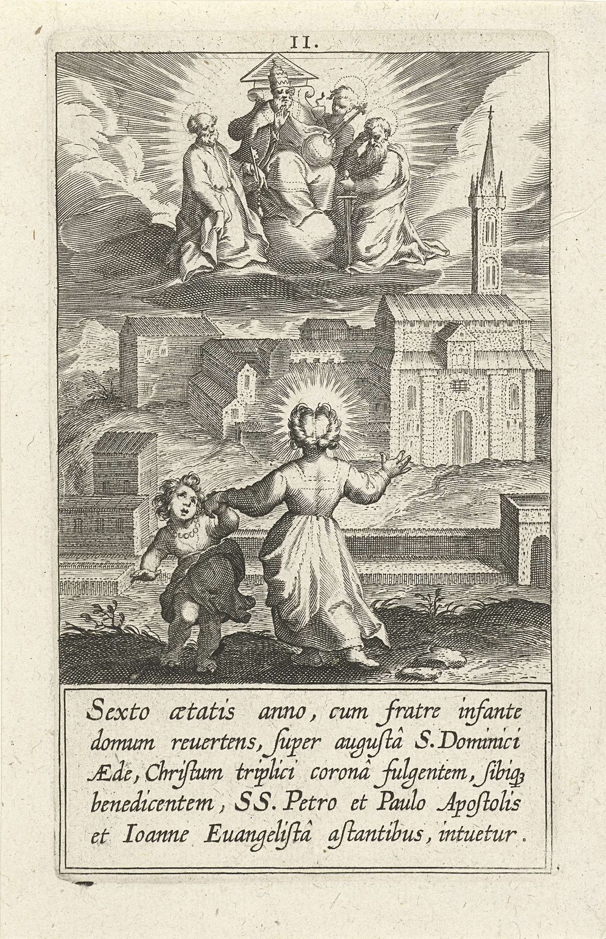 Catharina's visioen van Christus, Petrus, Paulus en Johannes de evangelist by Cornelis Galle I