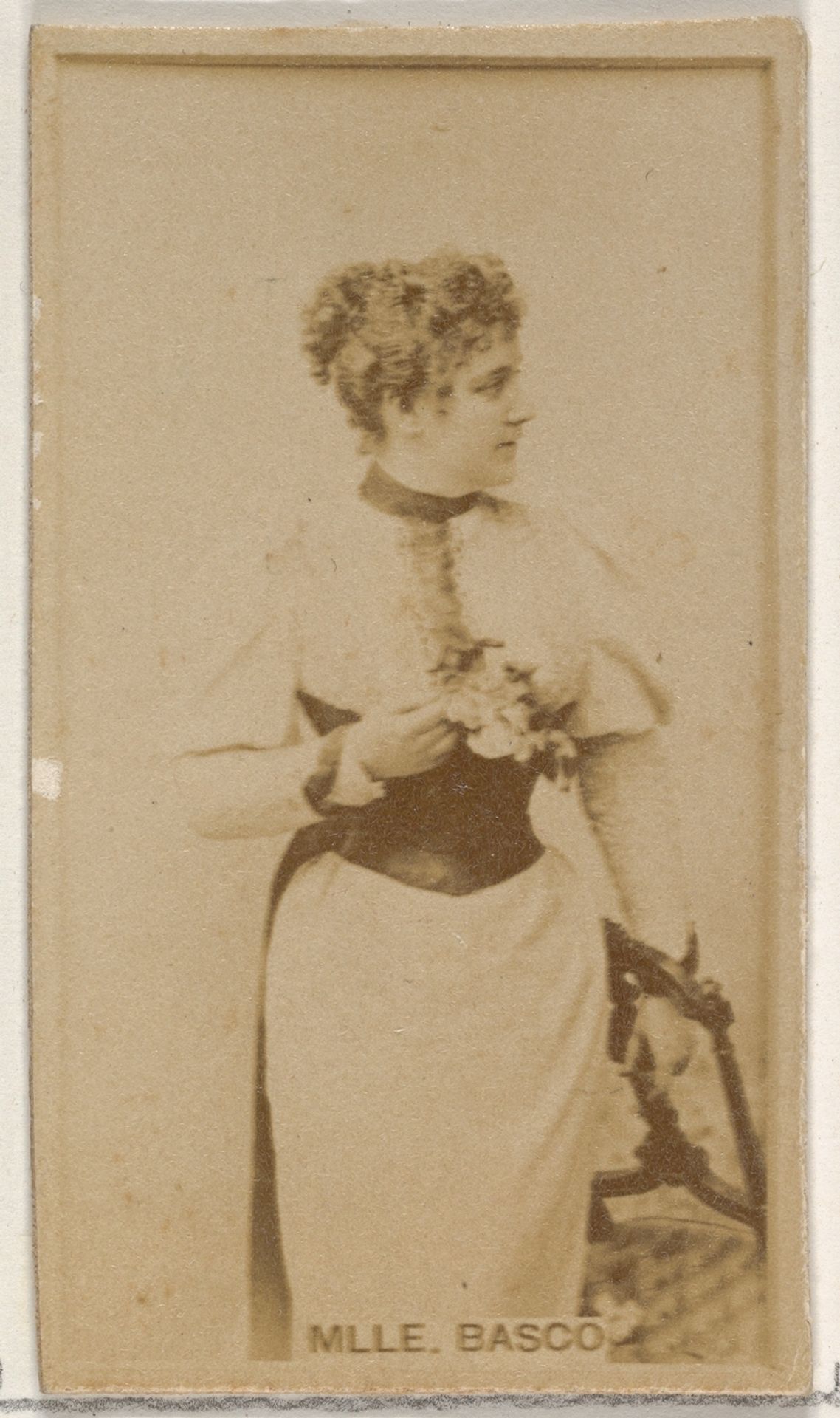 Mlle. Basco, from the Actors and Actresses series (N45, Type 8) for Virginia Brights Cigarettes by Allen & Ginter