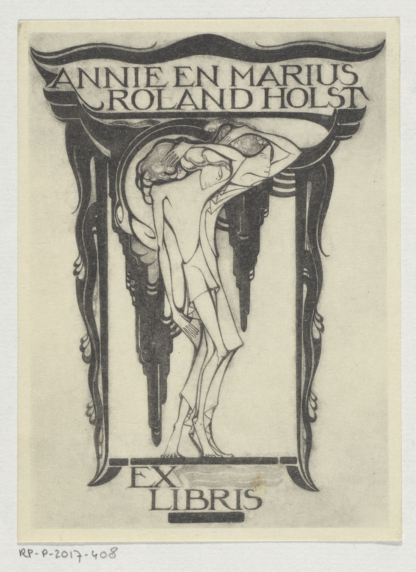 Ex libris van Annie en Marius Roland Holst by Willem Arondéus