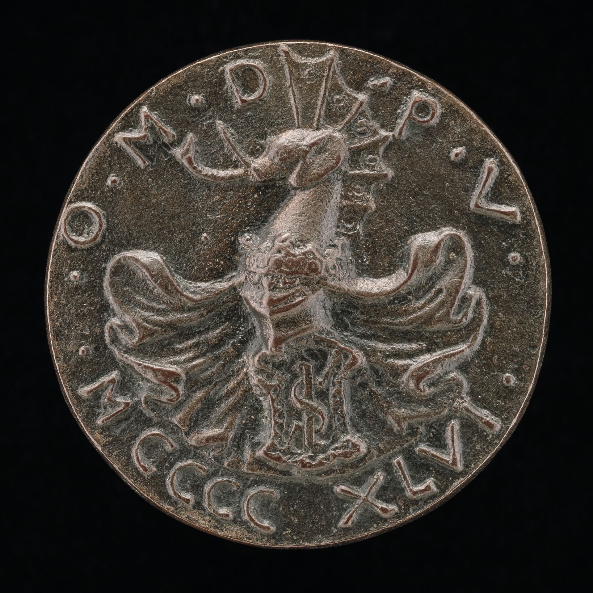 Shield, Helmet, Elephant-crest, and Mantling [reverse] by Matteo de' Pasti