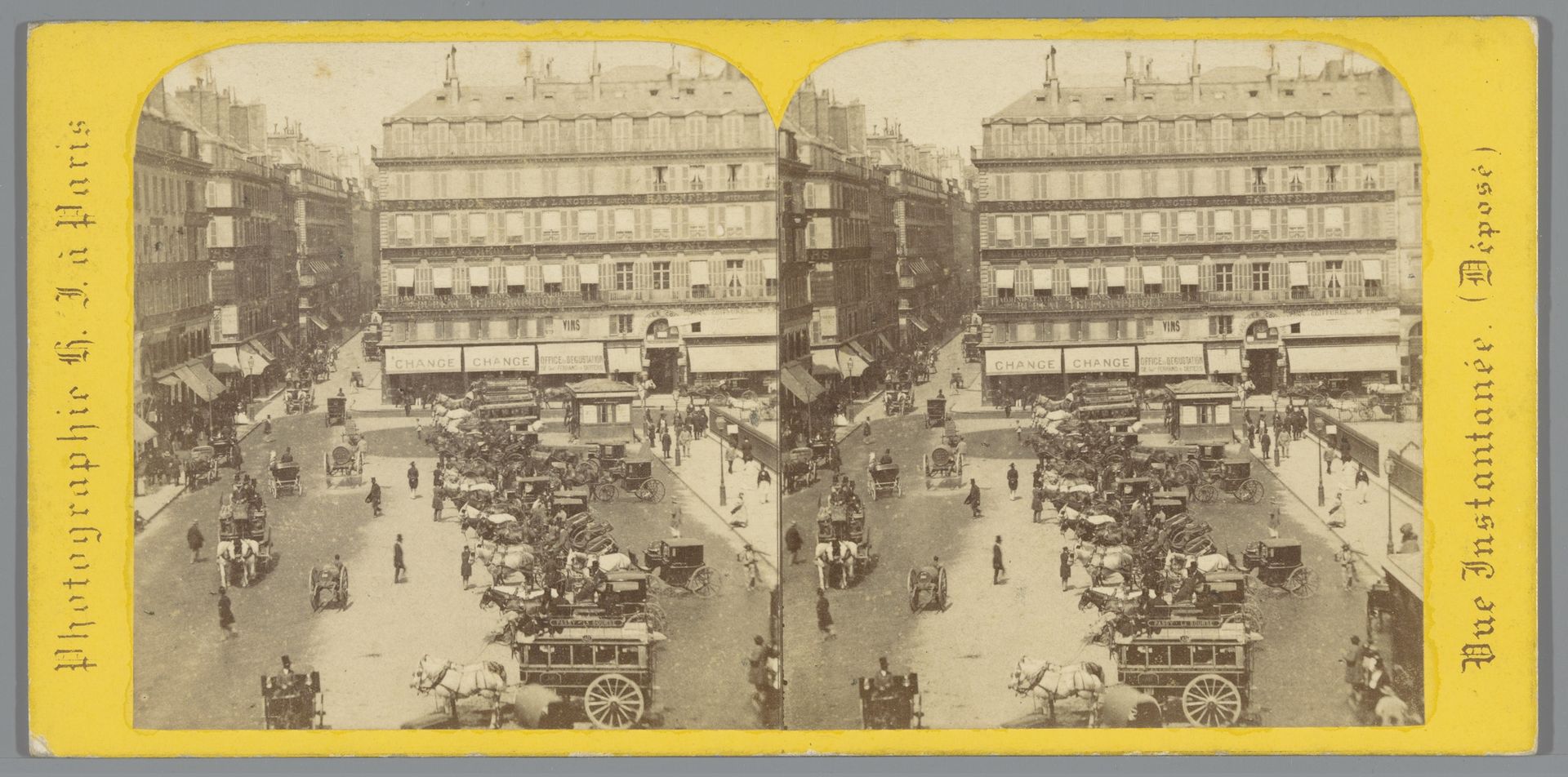 Gezicht op Place de la Bourse in Parijs by Hippolyte Jouvin