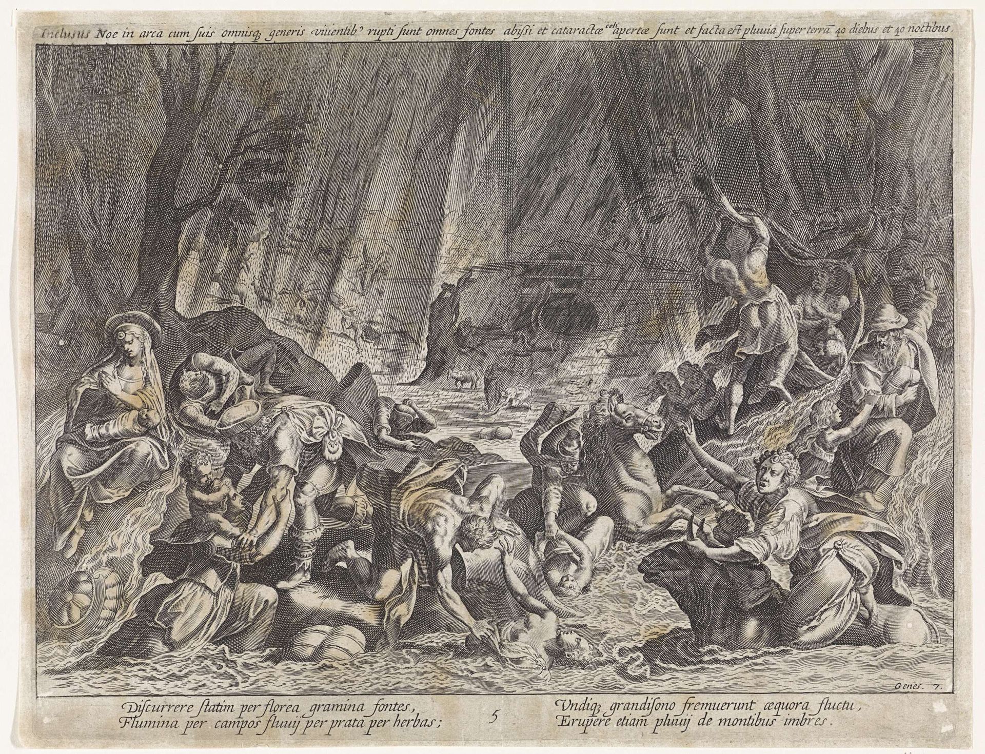 Begin van de zondvloed by Johann Sadeler I
